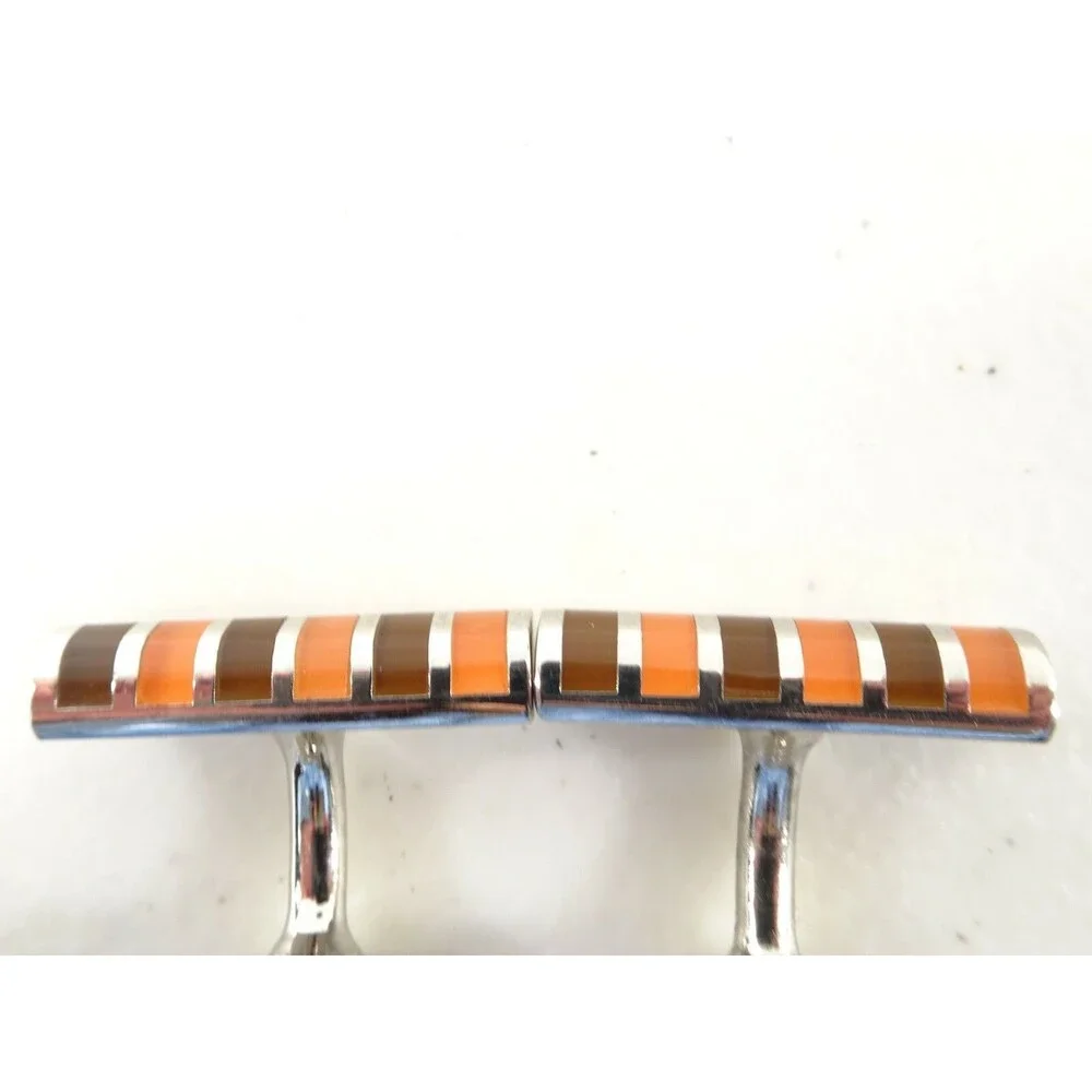 Pink Men's Burgundy Orange Silver Cuff Links